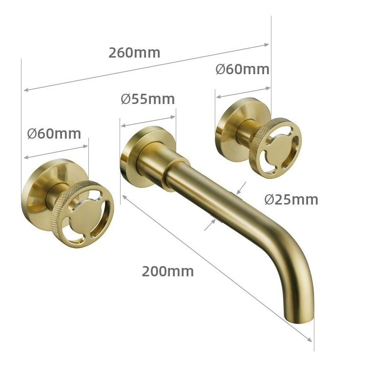 Dual-Handle Wall-Mount Brass Faucet