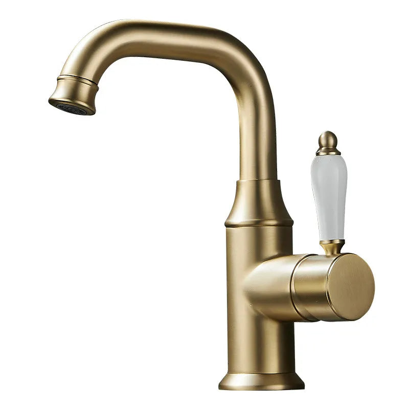Brushed Gold Single‑Handle Bathroom Faucet