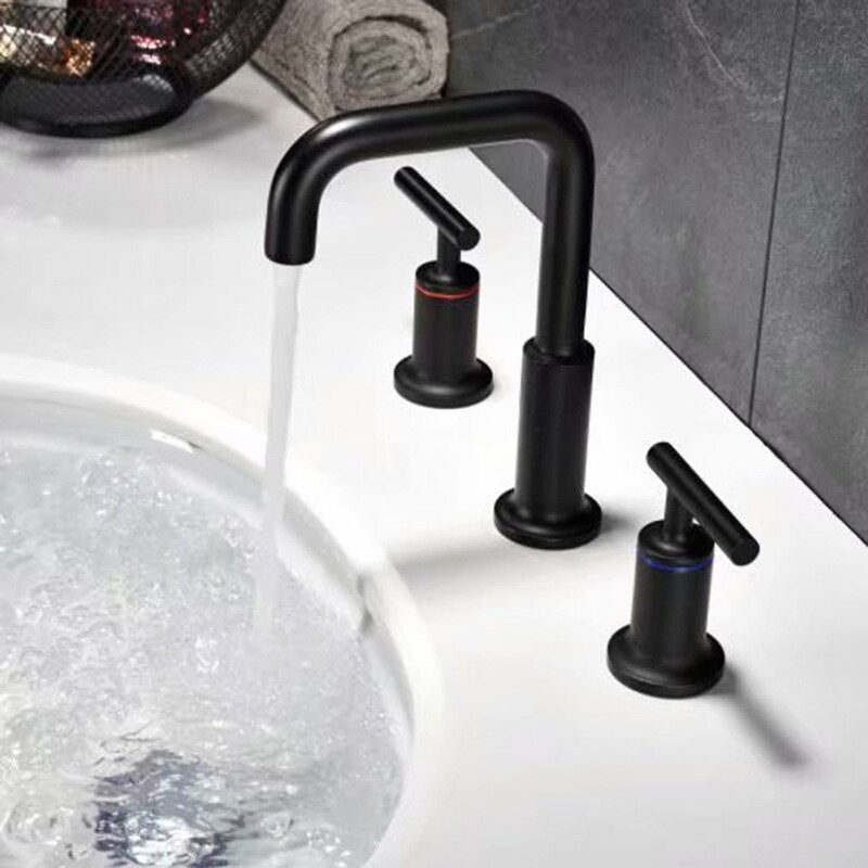Double Handle Deck Mounted Bathroom Faucet