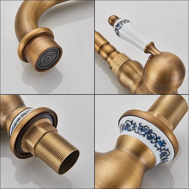 Antique Brass Single-Handle Kitchen Faucet