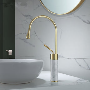 Solid Brass & Marble Bathroom Basin Faucet