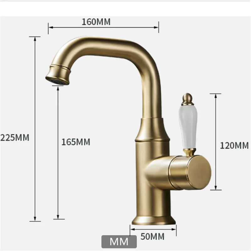 Brushed Gold Single‑Handle Bathroom Faucet