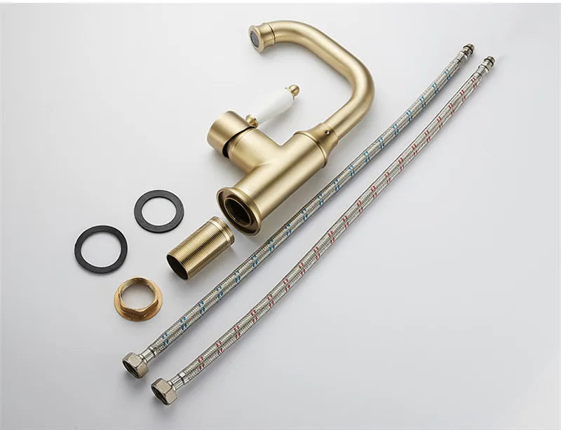 Brushed Gold Single‑Handle Bathroom Faucet