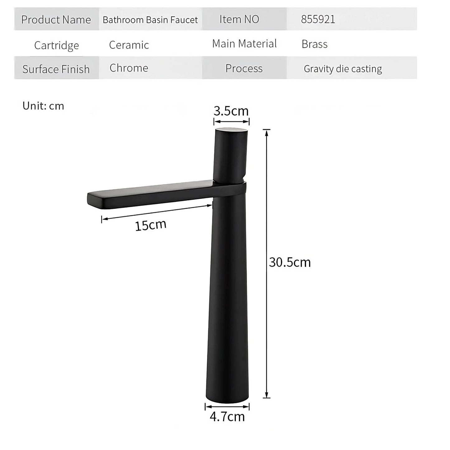 Single Handle Matt Black Bathroom Faucet