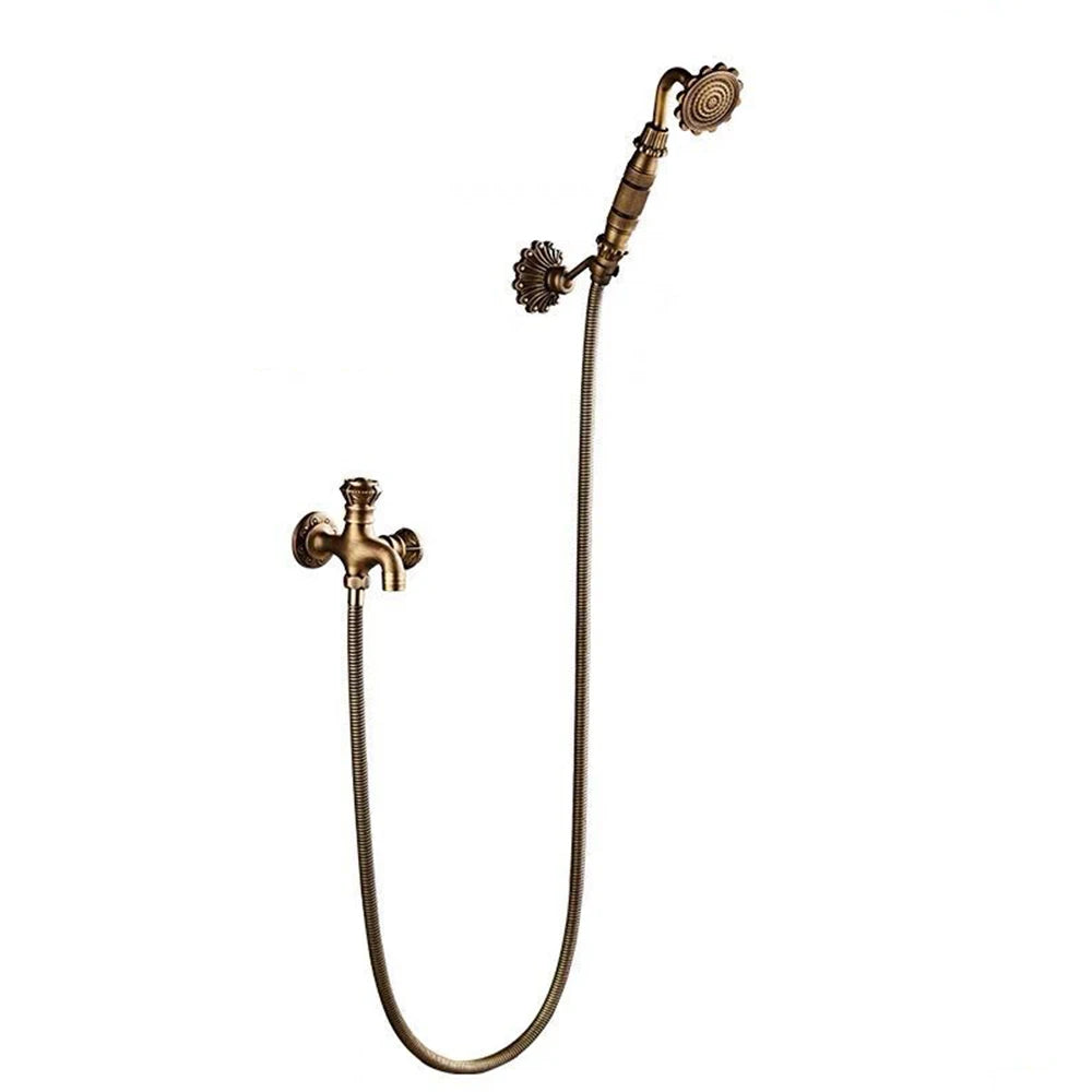 Antique Brass Bidet Faucet Wall Mounted Carved Bidet Faucet
