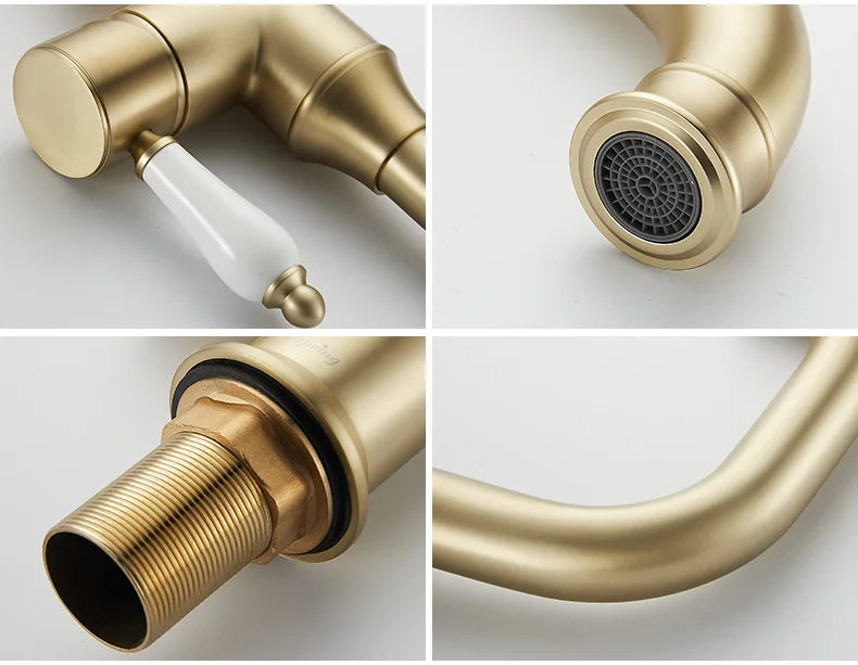 Brushed Gold Single‑Handle Bathroom Faucet