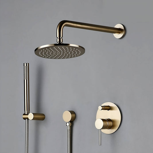 Wasser™ Brushed Gold Shower System – Rainfall Design | AllFixture
