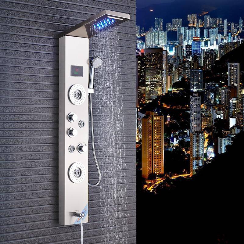 5-Function LED Shower Panel With Massage Jets Waterfall Rainfall