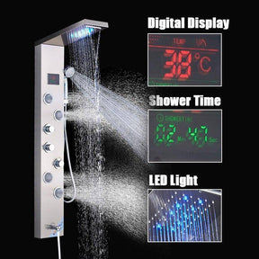 5 Function LED Shower Panel With Massage Jets Waterfall Rainfall
