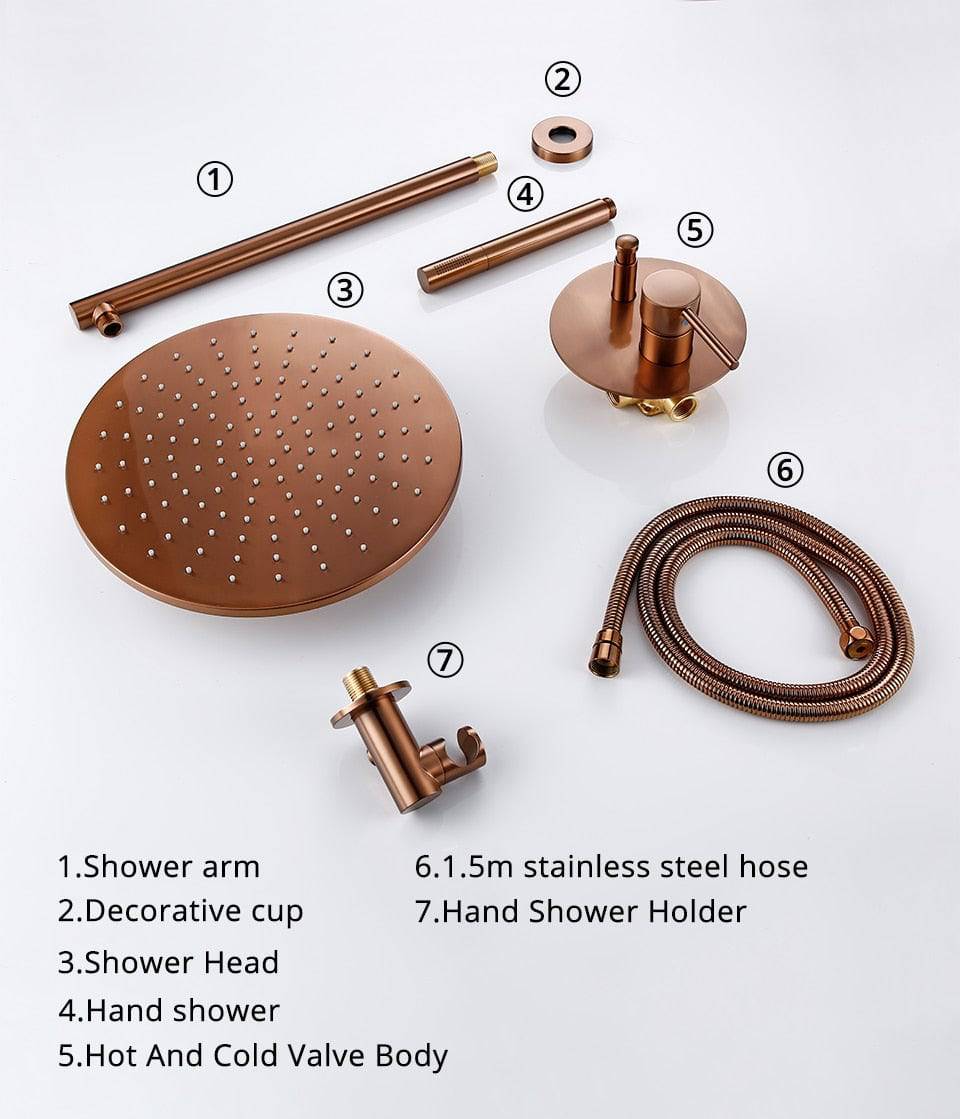 Wasser™ Rose Gold Shower System With Handheld Shower