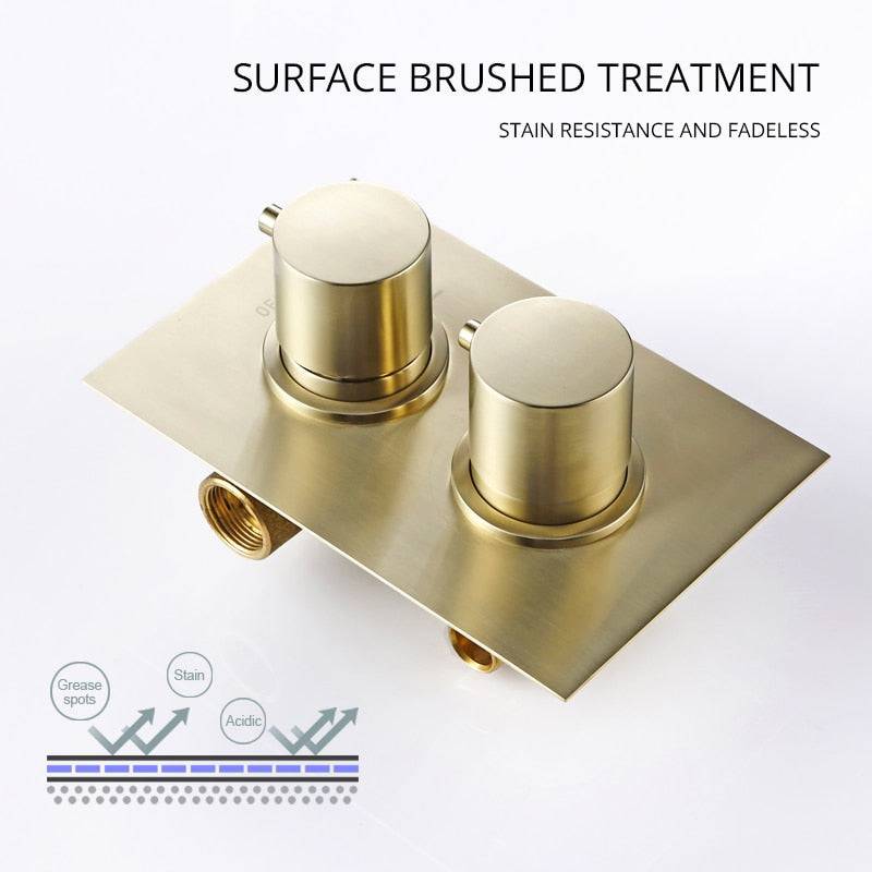 Wasser™ Brushed Gold Thermostatic Shower System