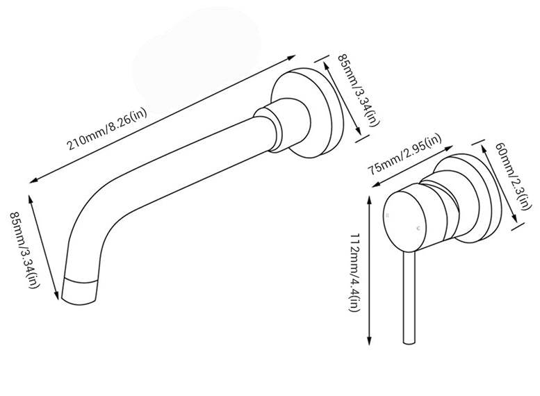 Wall Mounted Solid Brass Bathroom Faucet