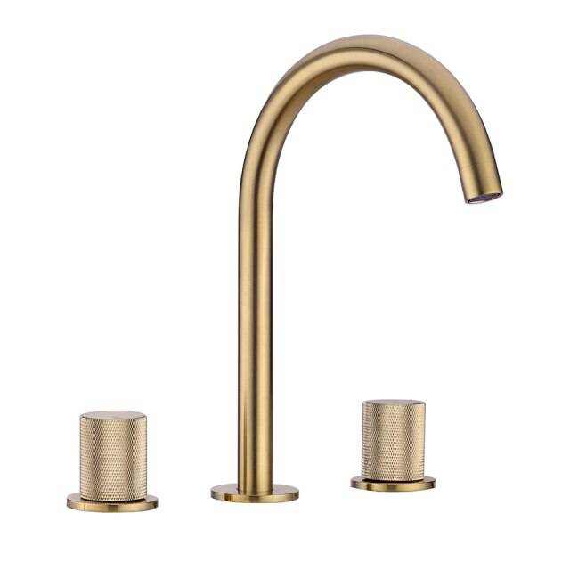 Double Handle Deck Mounted Bathroom Basin Faucet | AllFixture