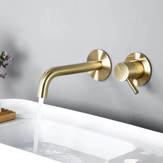 Windsor Wall Mounted Solid Brass Bathroom Faucet – 360° Swivel | AllFixture