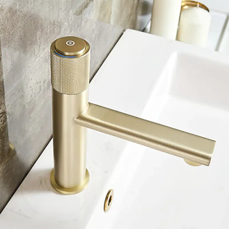 Knob Switch Solid Brass Bathroom Sink Faucet