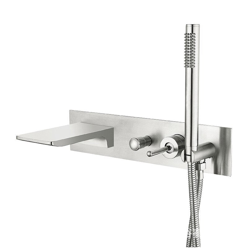 Wall Mounted Bathtub Faucet With Handheld Shower Sprayer