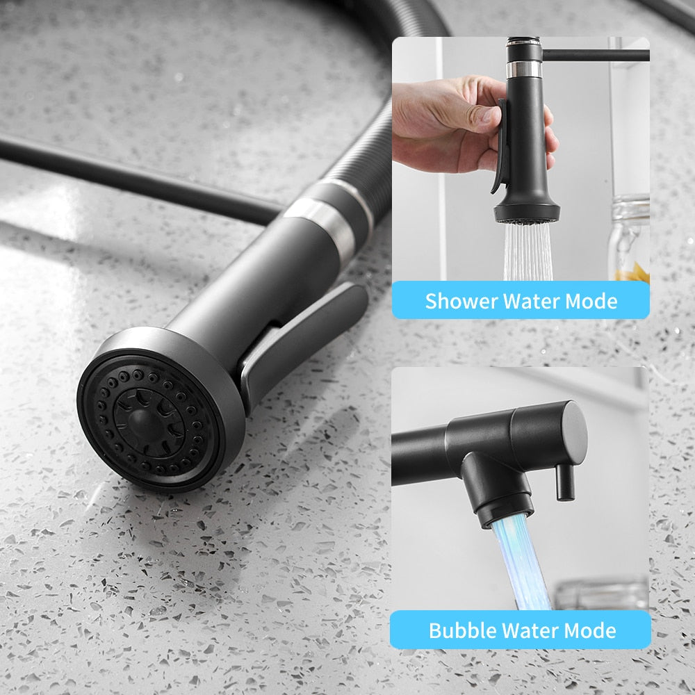 Single Handle Double Spout LED Kitchen Faucet