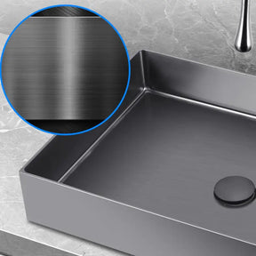 SUS304 Stainless Steel Rectangle Bathroom Sink, Gunmetal