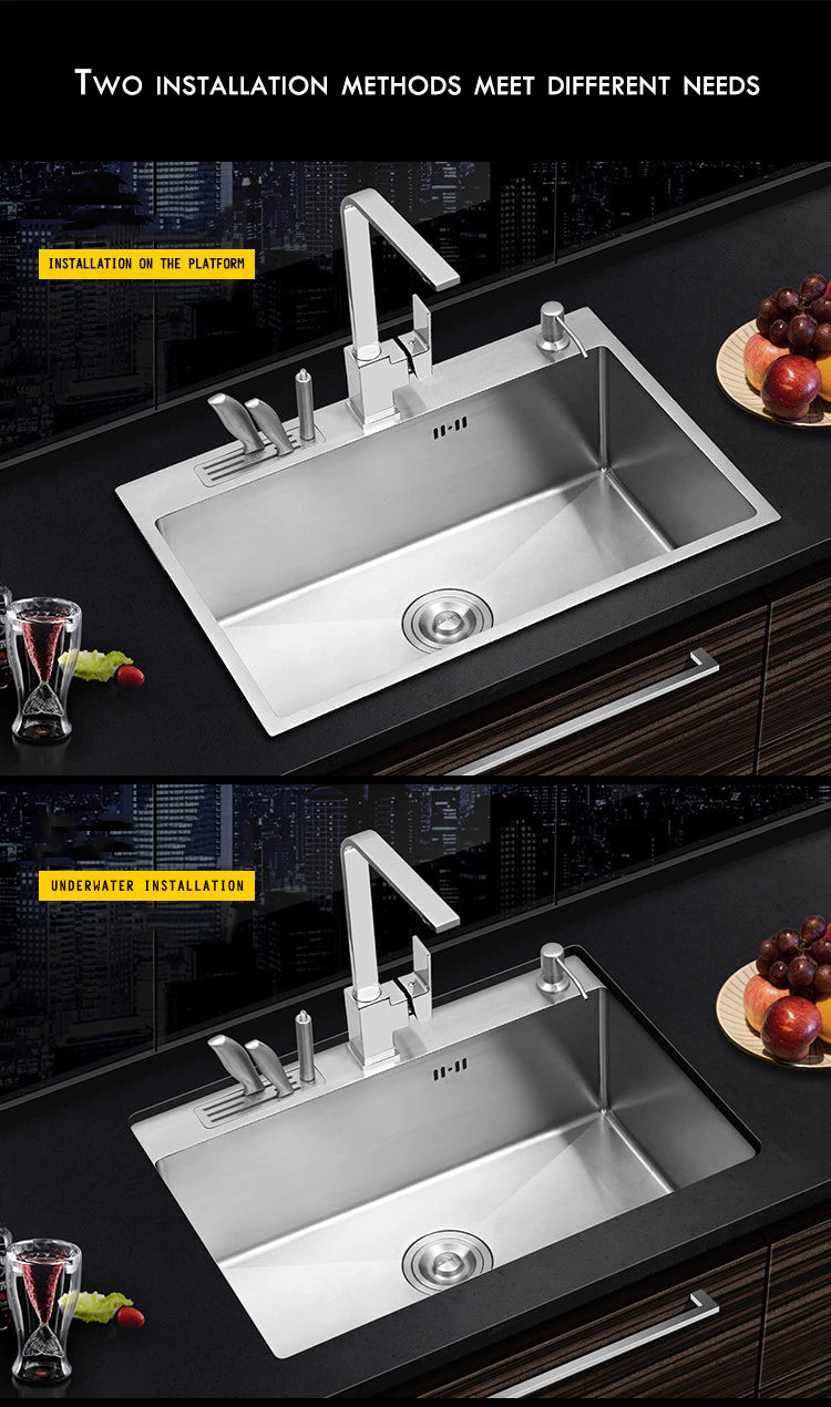 Stainless Steel Topmount Kitchen Sink With Knife Holder