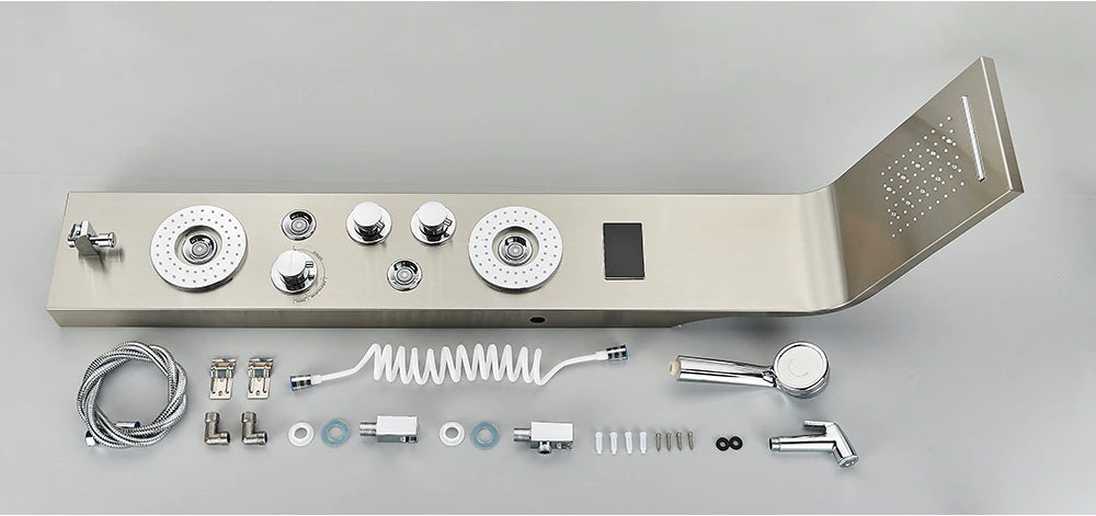 6-Function Wall Mounted LED Shower Panel, Brushed Nickel
