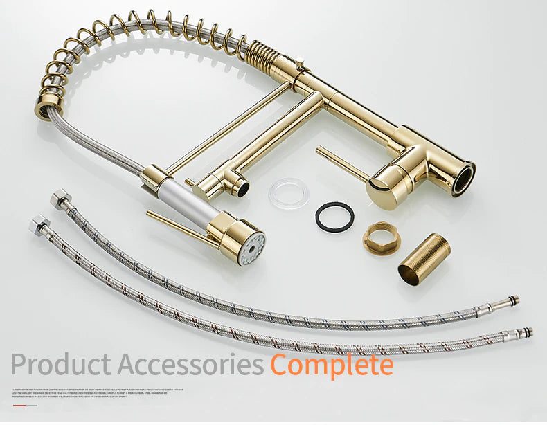 Solid Brass Pull Out Spring Spout Kitchen Faucet