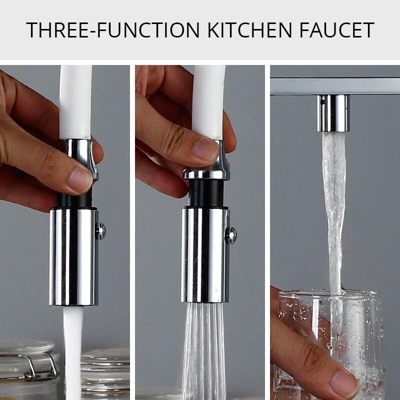 3-Function Pull Down Spout Kitchen Sink Faucet
