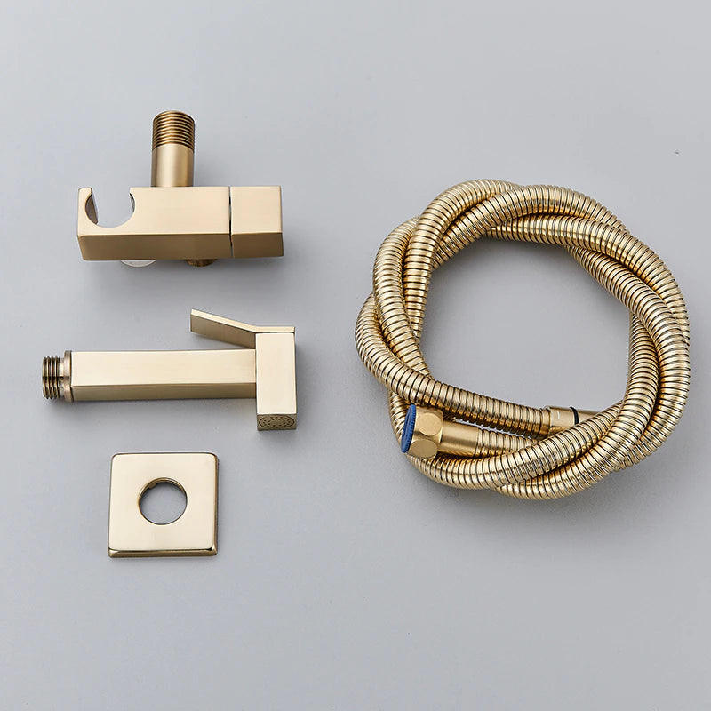 Wall Mounted Brushed Gold Toilet Sprayer Bidet Faucet