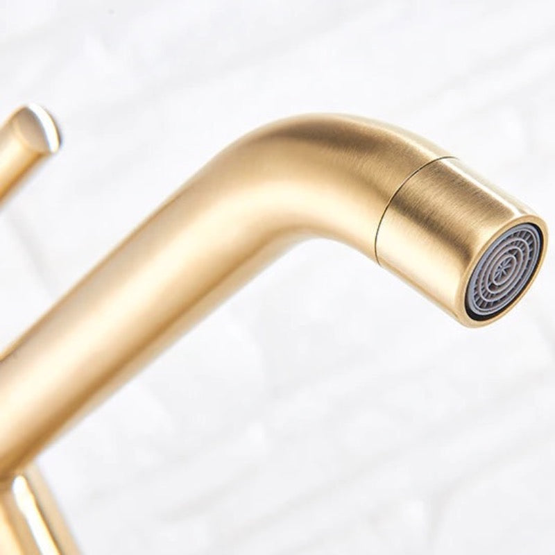 Deck Mounted Bathroom Sink Faucet, Brushed Gold