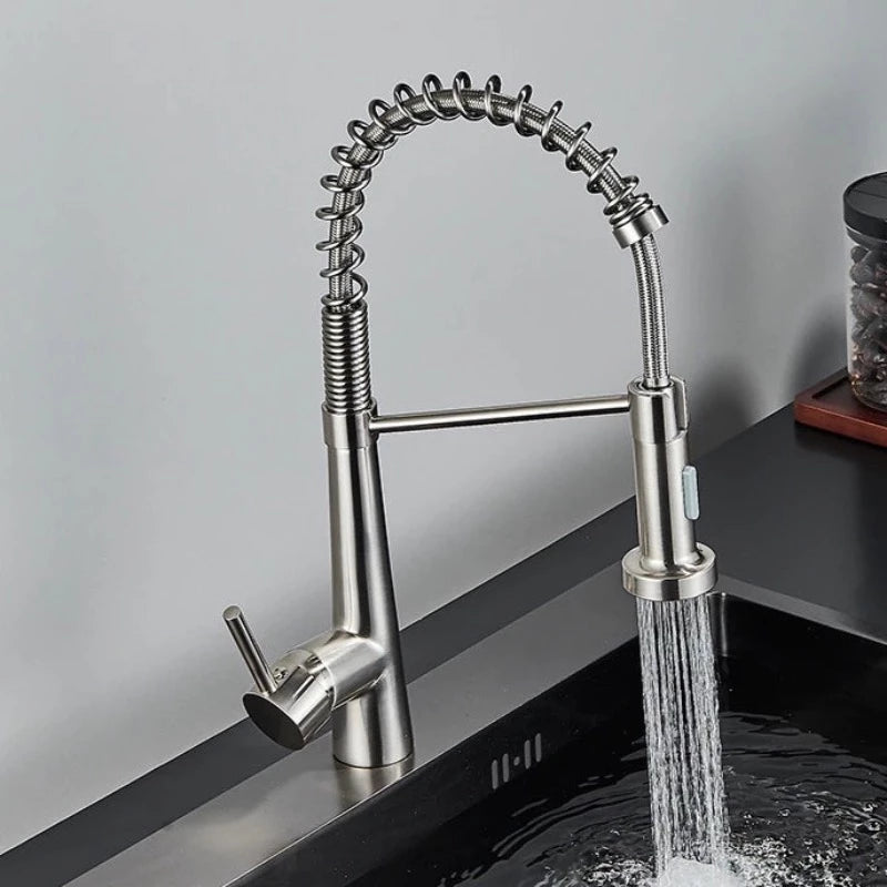 Deck Mounted Pull Down Sprayer Kitchen Sink Faucet