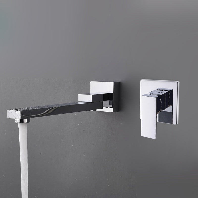 Wall Mount Swivel Spout Wash Basin Bathroom Faucet