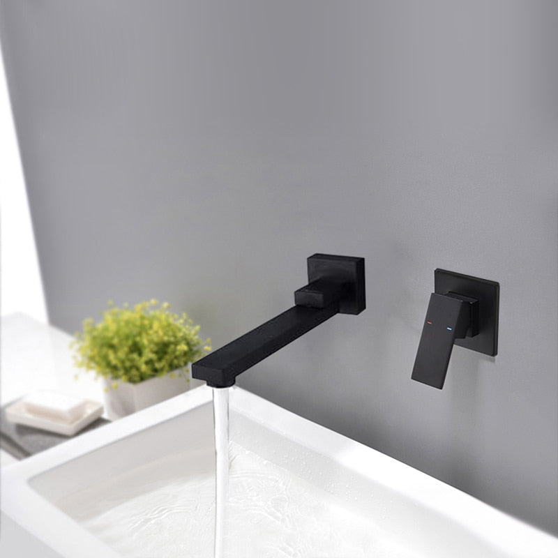 Wall Mount Swivel Spout Wash Basin Bathroom Faucet