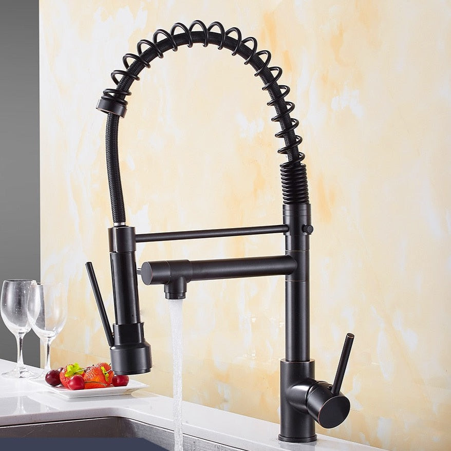Solid Brass Pull Out Spring Spout Kitchen Faucet