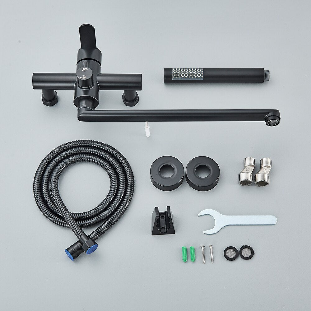 Wall Mounted Bathtub Shower Faucet With Handheld Shower