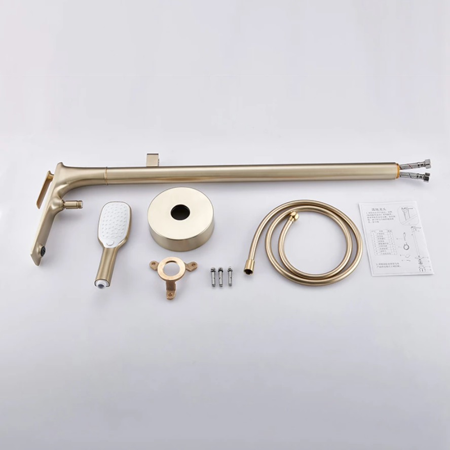 Brushed Gold Floor Mounted Bathtub Faucet Shower Mixer
