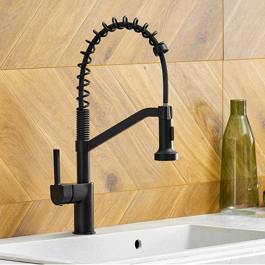 Wanfan™ Pull Out Single Handle Swivel Kitchen Faucet | AllFixture