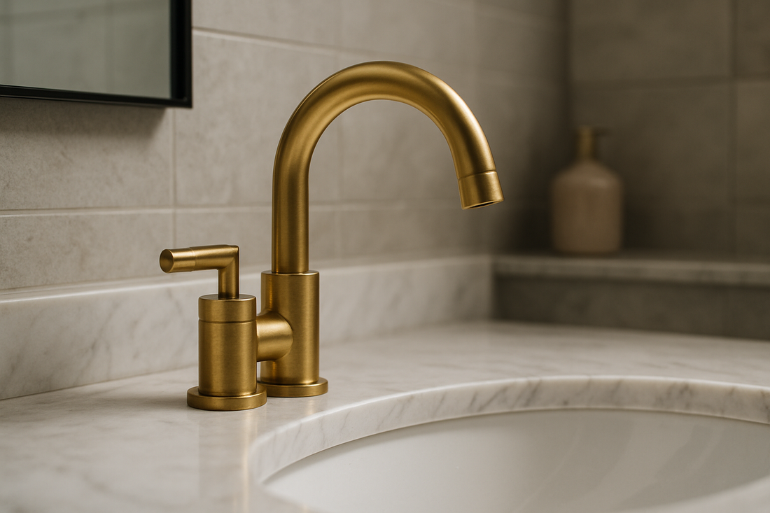 Solid Brass Bathroom Faucet in a modern bathroom