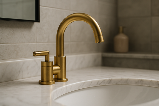 Solid Brass Bathroom Faucet in a modern bathroom