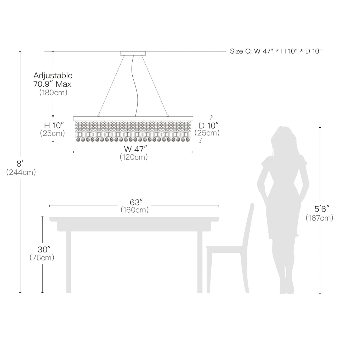 47" Crystal Dining Room Chandelier