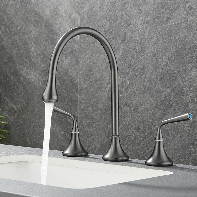 Tiqui™ Solid Brass Double Handle Bathroom Faucet