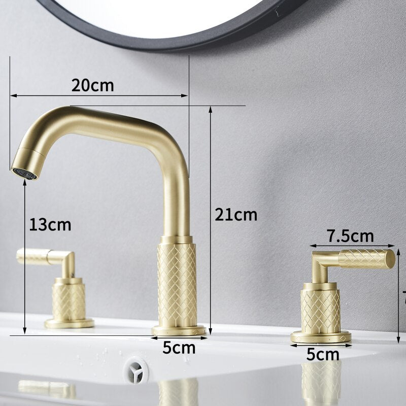 Contemporary Brass Double Handle Bathroom Sink Faucet