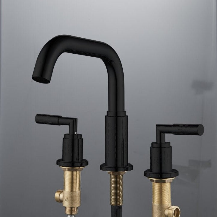 Contemporary Brass Double Handle Bathroom Sink Faucet
