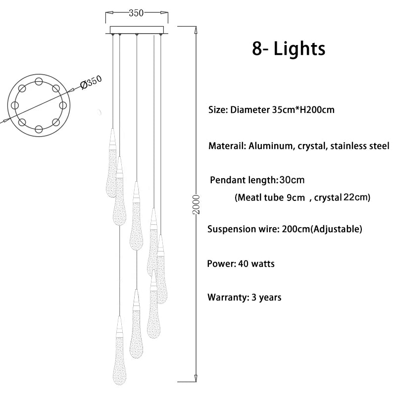 Water Drop Design Crystal Pendant Chandelier