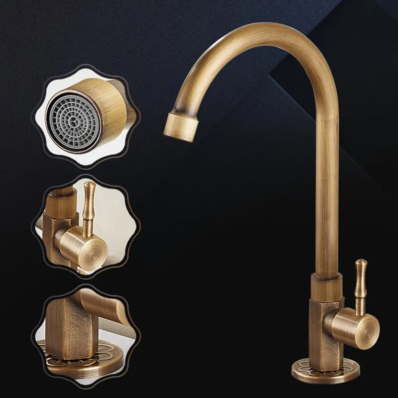 Single Handle Antique Brass Kitchen Faucet