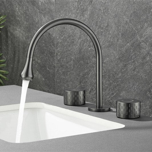 Tiqui™ Solid Brass Double Handle Bathroom Sink Faucet