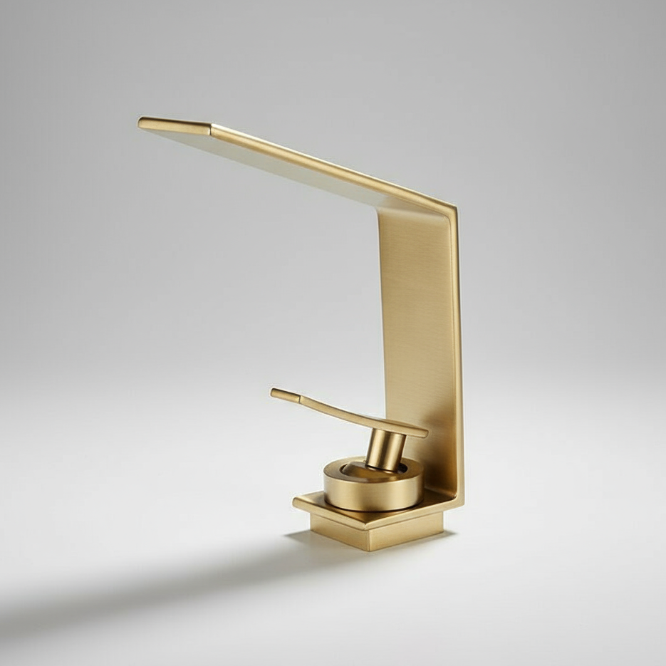 Valmont Single Handle Bathroom Faucet – Brushed Gold | AllFixture