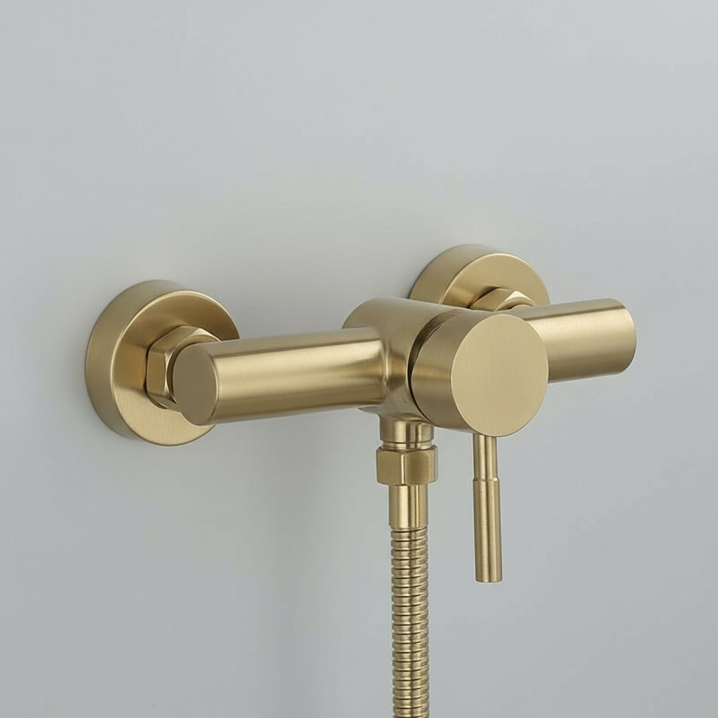 Windsor Wall Mounted Shower Faucet – Brushed Brass | AllFixture