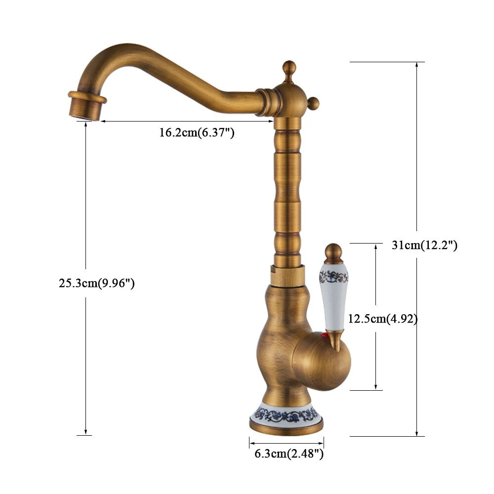 Single Handle Antique Brass Kitchen Faucet