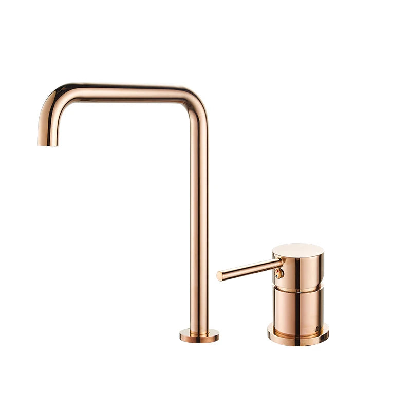 Single Handle Rose Gold Bathroom Sink Faucet