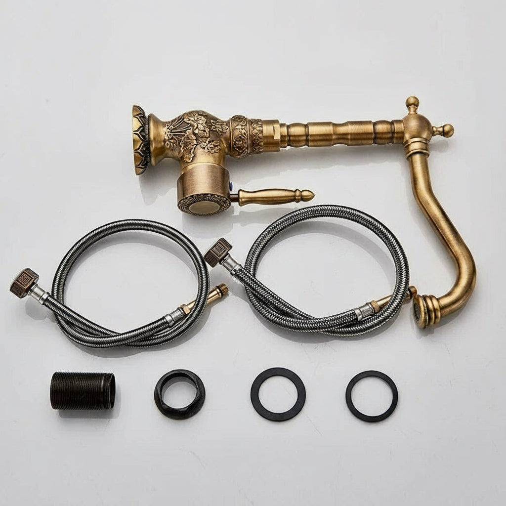 Heritage Single Handle Kitchen Faucet – Antique Brass | AllFixture