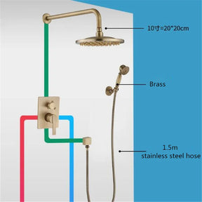 Antique Brass Shower System With Handheld Shower